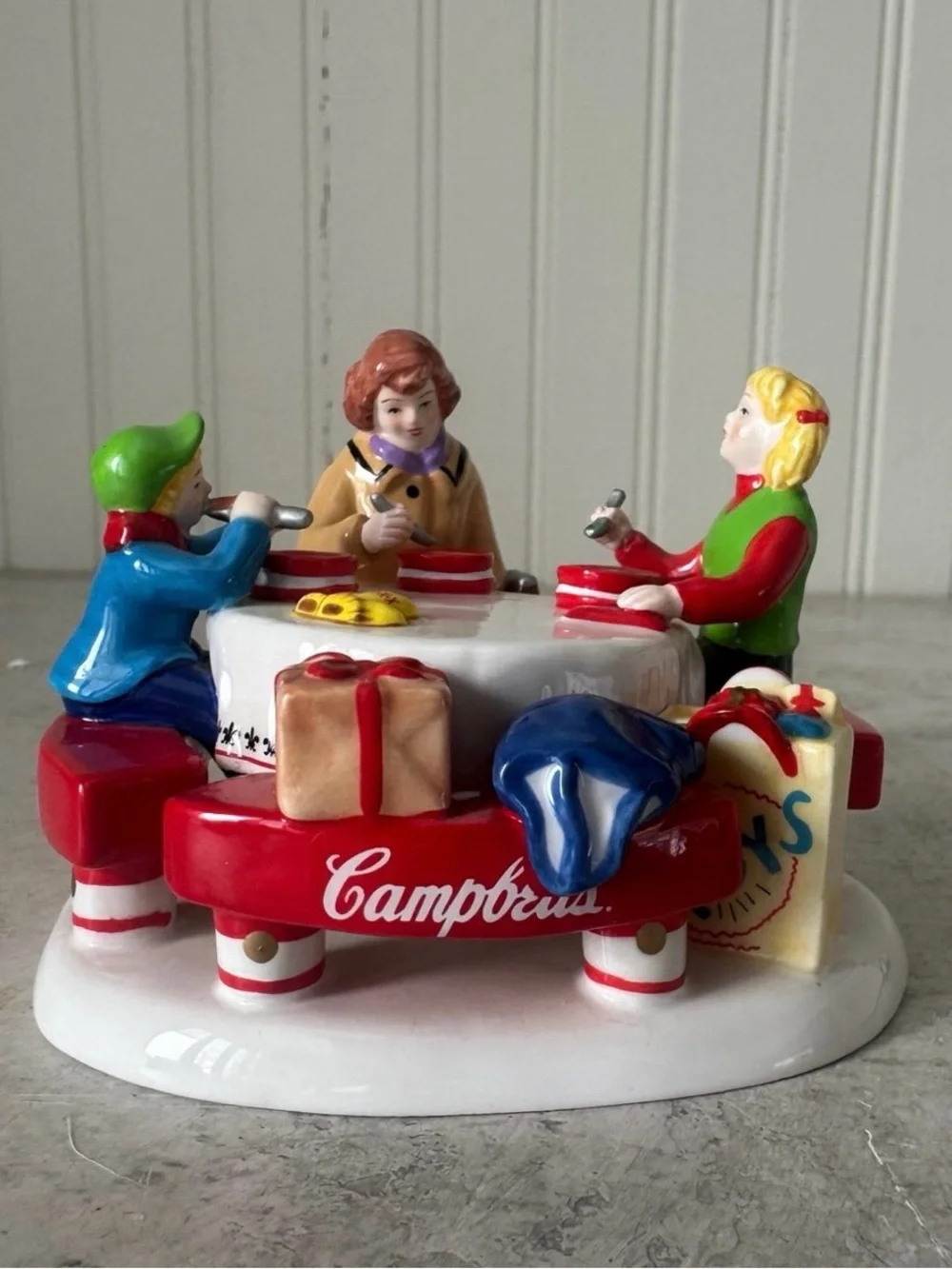 Dept 56 Snow Village Campbell's Soup Counter & M’m! M’m! Good! Accessory Set